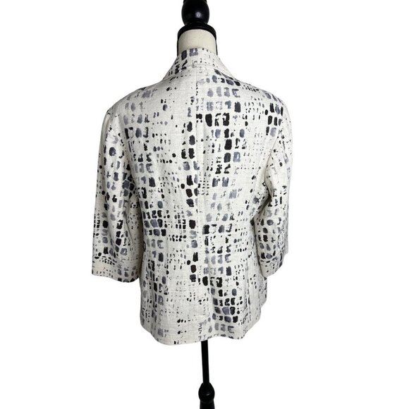 Coldwater Creek Blazer White Linen Cotton Black Pattern Button Front Lined 16 - Picture 4 of 9